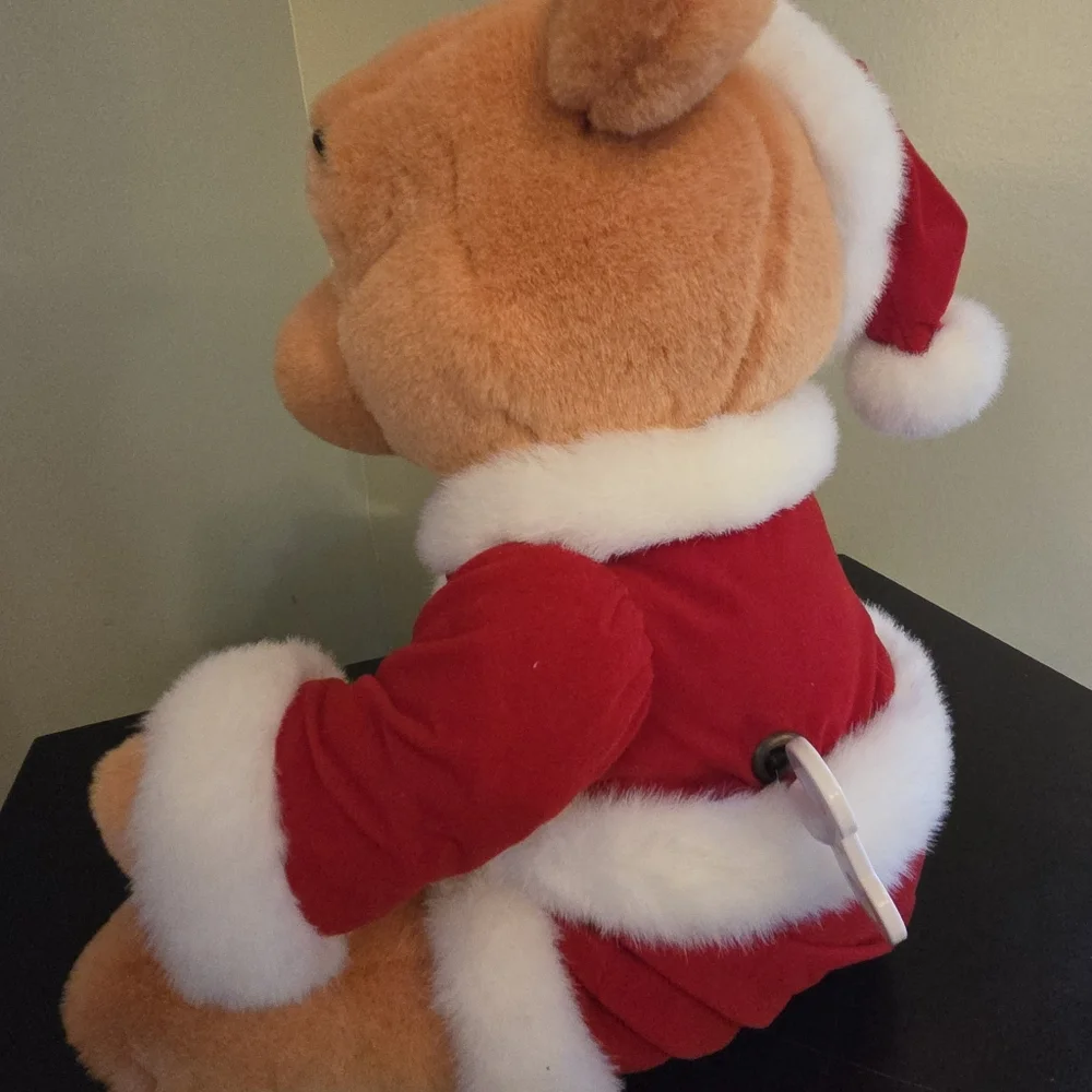 Disney Winnie The Pooh Musical Plush Bear Santa Hat Wish You A Merry Christmas